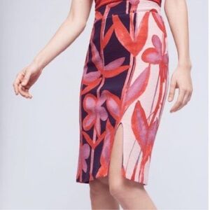 Maeve Red and Purple Floral Pencil Skirt